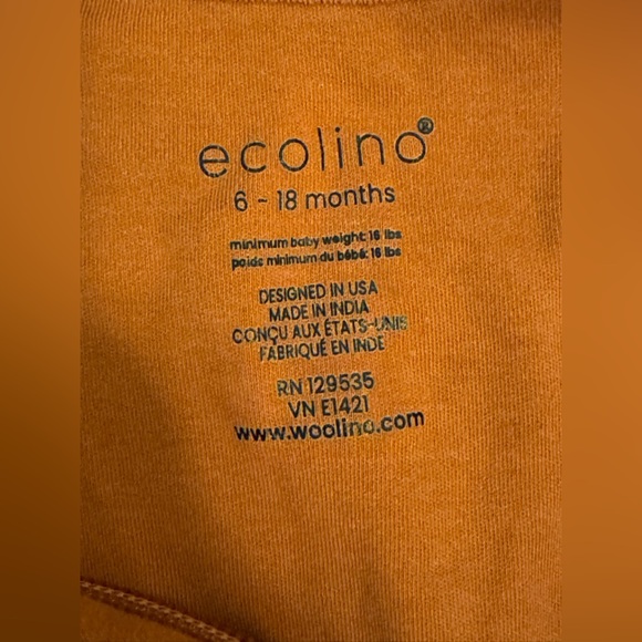 Woolino, Ecolino Kids Sleep Sack in Orange with Cactus Print - Picture 4 of 4